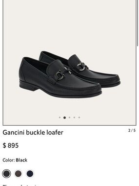 Salvatore Ferragamo Black Gancini-Accent Leather Loafers